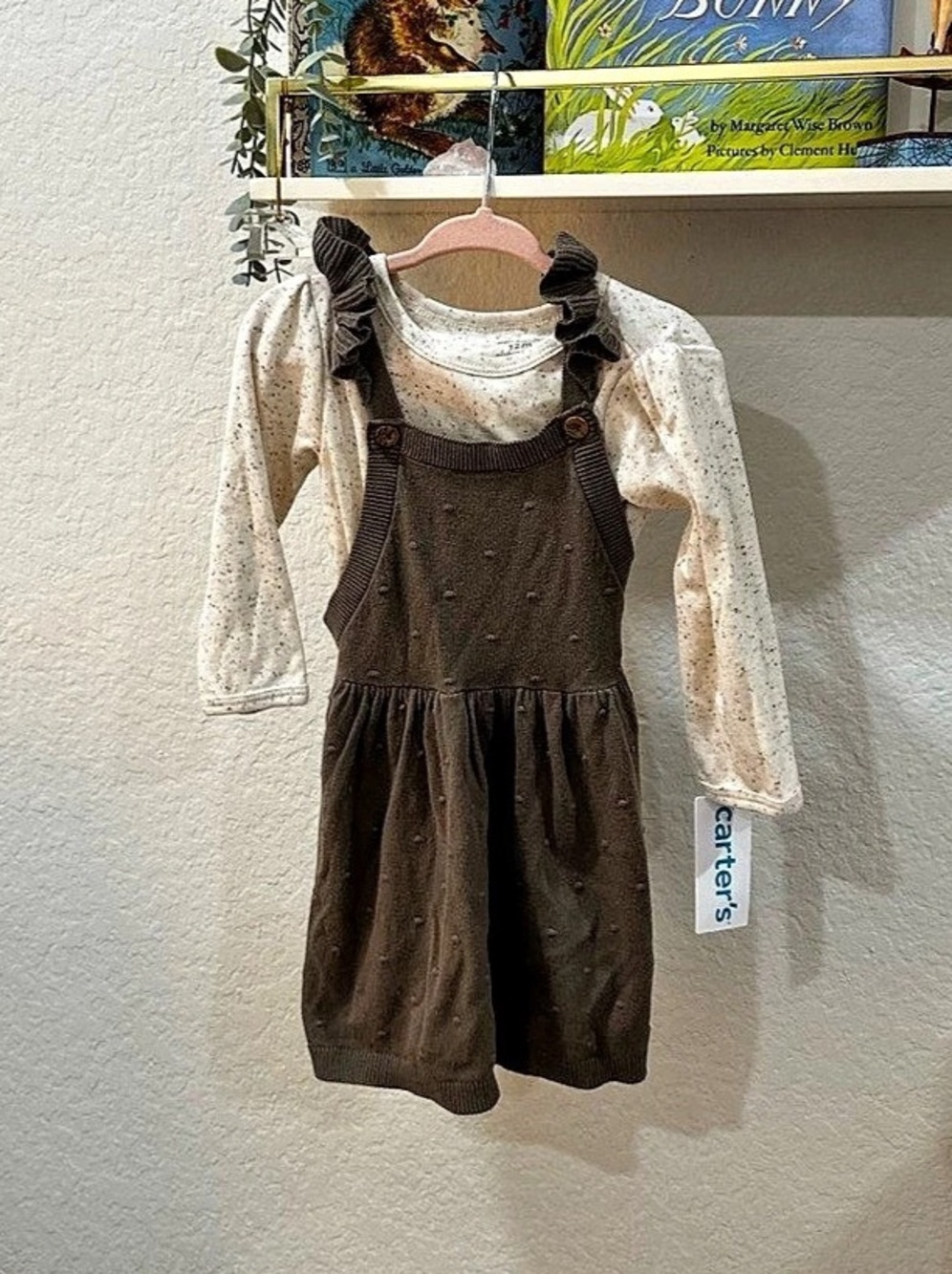 Carter's Baby 2-Piece Long-Sleeve Overall Dress NWT